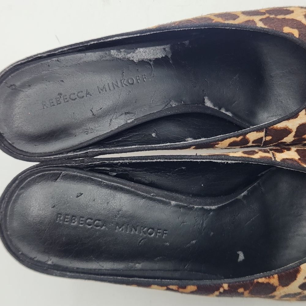 Rebecca Minkoff Gabien Leopard Calf Hair Point Toe Stiletto Mules 9.5 M - Picture 10 of 13